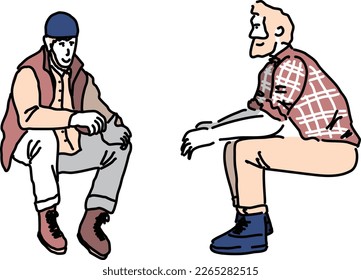 Hand drawn seated figure set Autumn Winter