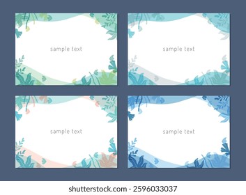 hand drawn seaweeds and sea life frame set