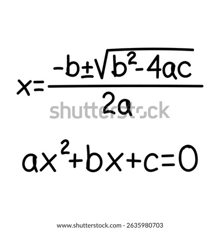 Hand drawn second degree equation chalkboard math