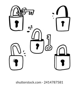 Hand drawn of secret padlock