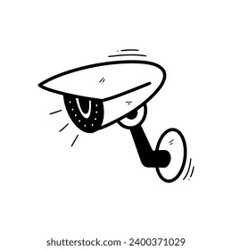 Hand Drawn Security Camera Illustration. Doodle Vector. Isolated on White Background - EPS 10 Vector