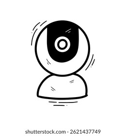 Hand Drawn Security Camera Illustration. Doodle Vector. Isolated on White Background - EPS 10 Vector