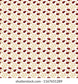 Hand drawn seeds seamess pattern. Sesame and flax seeds background. Vector illustration