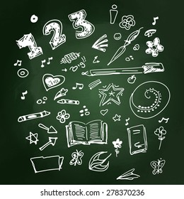 Hand drawn selection of old school doodle illustrations 