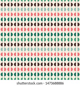 Hand drawn semi circles abstract seamless pattern. Vector abstract background in retro colours.