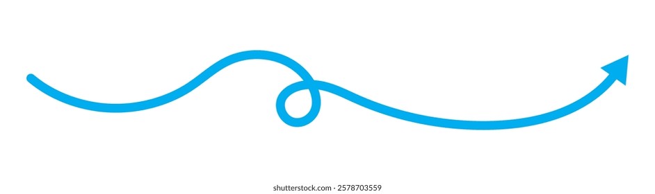 Hand drawn semibold line arrows set. Vector curvy, wavy and straight arrows. Blue wavy curved Long arrow icon. long line arrow vector. flat style Arrow symbol. arrow on a white background. 