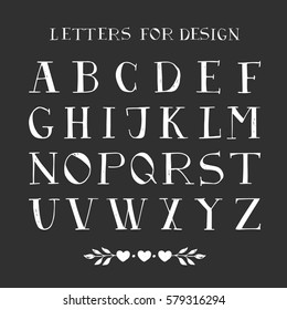 Hand Drawn Serif Font. Script Letters For Design. Vector. Isolated.