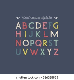 Hand drawn serif font.Vector.