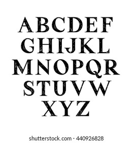 Hand drawn serif font.Vector.