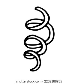 Hand drawn serpentine ribbon  doodle vector illustration isolated on white background