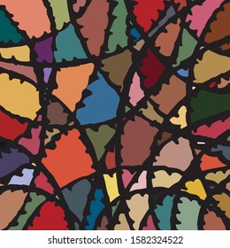 Hand drawn serrated, jagged marker lines crossing, creating simplistic modern pattern with color filled gaps