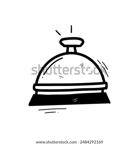 Hand Drawn Service Bell Illustration. Doodle Vector. Isolated on White Background - EPS 10 Vector