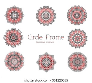 Hand drawn set abstract background ornament illustration concept. Vector decorative retro banner of card or invitation design. Vintage traditional, Islam, arabic, indian, ottoman motifs, elements. 