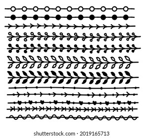 Hand Drawn Set of Abstract Dividers or Borders