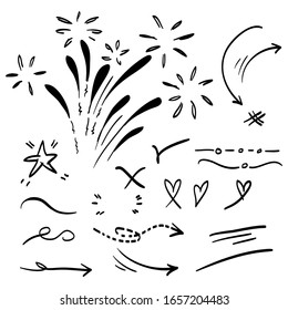 hand drawn set of abstract doodle elements. use for concept design. isolated on white background. vector illustration