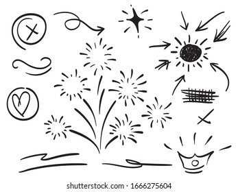 hand drawn set of abstract doodle elements. use for concept design. isolated on white background. vector illustration