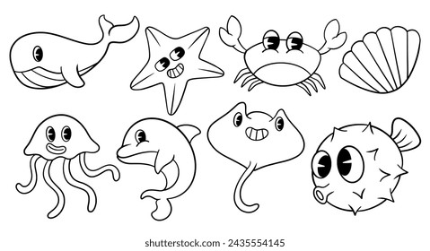 Hand drawn set of animal doodle. Vector illustration isolated on white background.