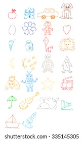 hand drawn set animals