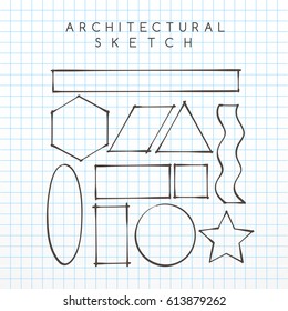 Hand drawn set : Architectural Sketch : Vector Illustration