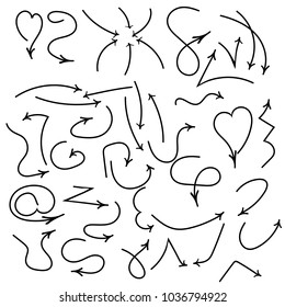 Hand drawn set of arrow elements. Marker elements four your disign.