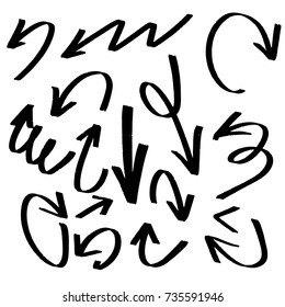 Hand drawn Set of Arrow Elements in Doodle Style