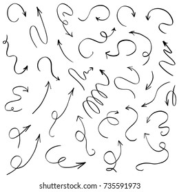 Hand drawn Set of Arrow Elements in Doodle Style
