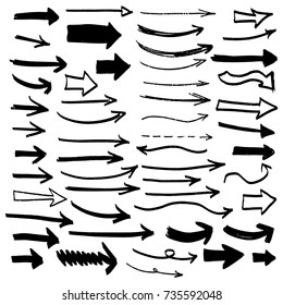 Hand Drawn Set Of Arrow Elements In Doodle Style