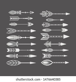 Hand drawn set of arrow. Vector illustration