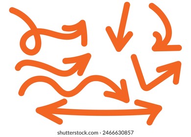 Handgezeichnete Pfeile. Kollektion schwarzer Pfeil auf weißem Hintergrund. Vektorillustration.