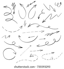 Hand Drawn Set of Arrows in Doodle Style