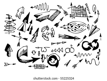 hand drawn set of arrows symbols