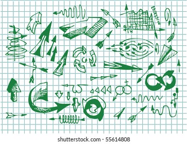 hand drawn set of arrows symbols