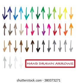 Hand drawn set of arrows vector illustration, icons