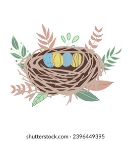 Hand drawn set art of bird nest