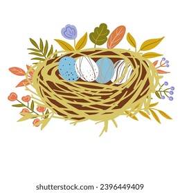 Hand drawn set art of bird nest