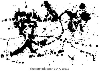 Hand drawn set of black ink spots isolated on white background. Paint splat set ink. Splat drop vector. Blood splash. Paint blob.
