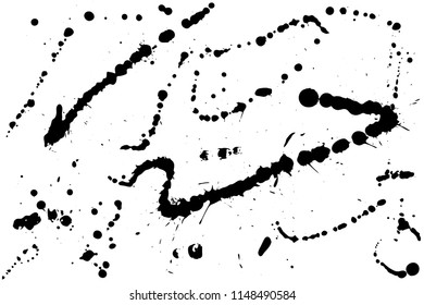 Hand drawn set of black ink spots isolated on white background. Paint splat set ink. Splat drop vector. Blood splash. Paint blob.