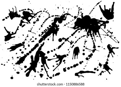 Hand drawn set of black ink spots isolated on white background. Paint splat set ink. Splat drop vector. Blood splash. Paint blob.