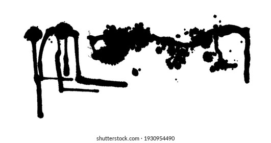 Handgezeichnet Set mit schwarzem Farbtropfen. Abstrakter schwarz-weißer Hintergrund. Grunge-Vektorgrafik