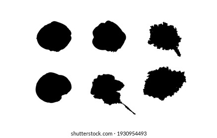 Hand Drawn Set of black paint drop. Black and white Abstract Brush Background. Grunge Vector Illustration