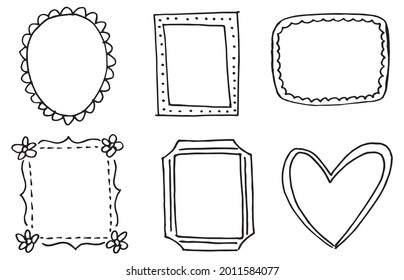 hand drawn Set of black and white doodle rectangle frames