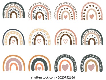 Hand Drawn Set of Boho Rainbow