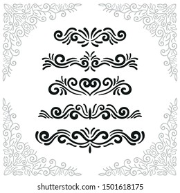 hand drawn set of borders, dividers