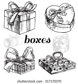 "hand drawn set boxes" for design