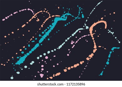 Hand drawn set of bright ink spots on a dark background. Paint splat set ink. Splat drop vector. Blood splash. Paint blob.