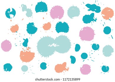 Hand drawn set of bright ink spots on light background. Paint splat set ink. Splat drop vector. Blood splash. Paint blob.