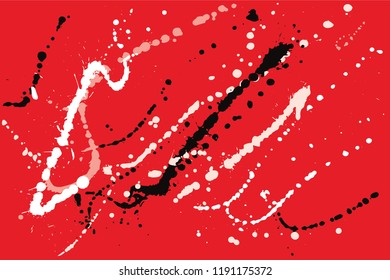 Hand drawn set of bright ink spots on red background. Paint splat set ink. Splat drop vector. Blood splash. Paint blob.