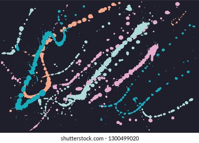 Hand drawn set of bright ink spots on a dark background. Paint splat set ink. Splat drop vector. Blood splash. Paint blob.