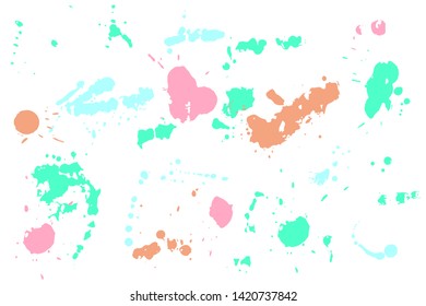 Hand drawn set of bright ink spots on light background. Paint splattered set ink. Splatter drop vector. Splash. Paint blob.