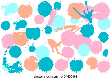 Hand drawn set of bright ink spots on light background. Paint splat set ink. Splat drop vector. Blood splash. Paint blob.